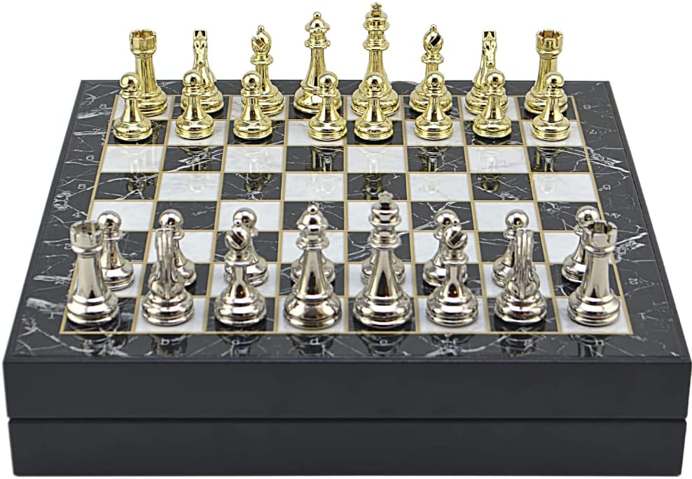 Antique Copper Classic Metal Chess Set for Adults,Handmade Pieces